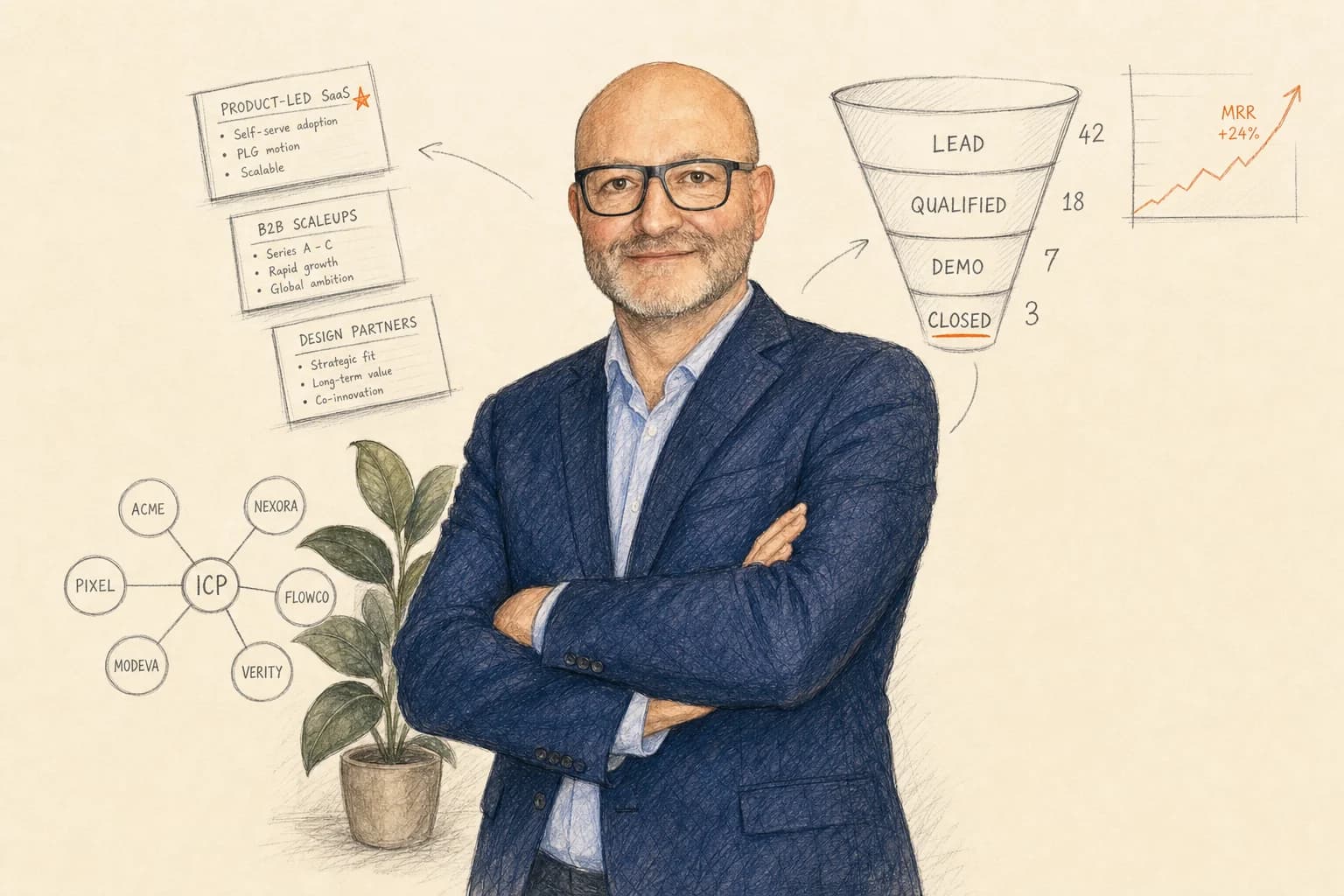 Illustrated portrait of Koen Bas
