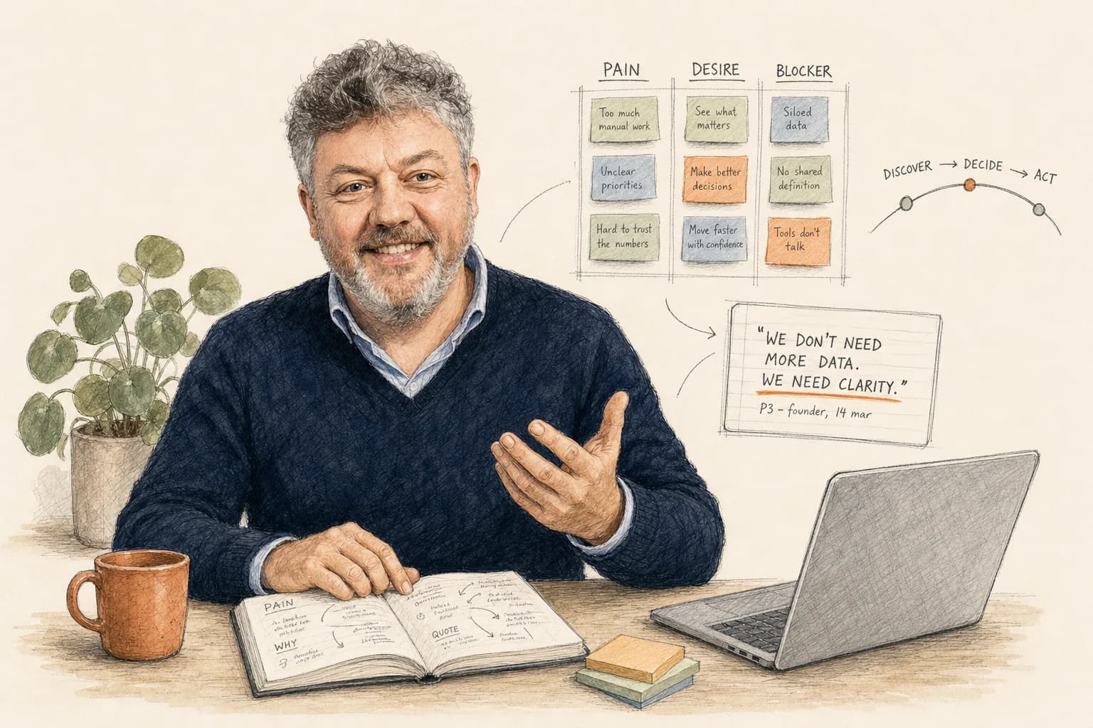 Illustrated portrait of Ronny Dewaele
