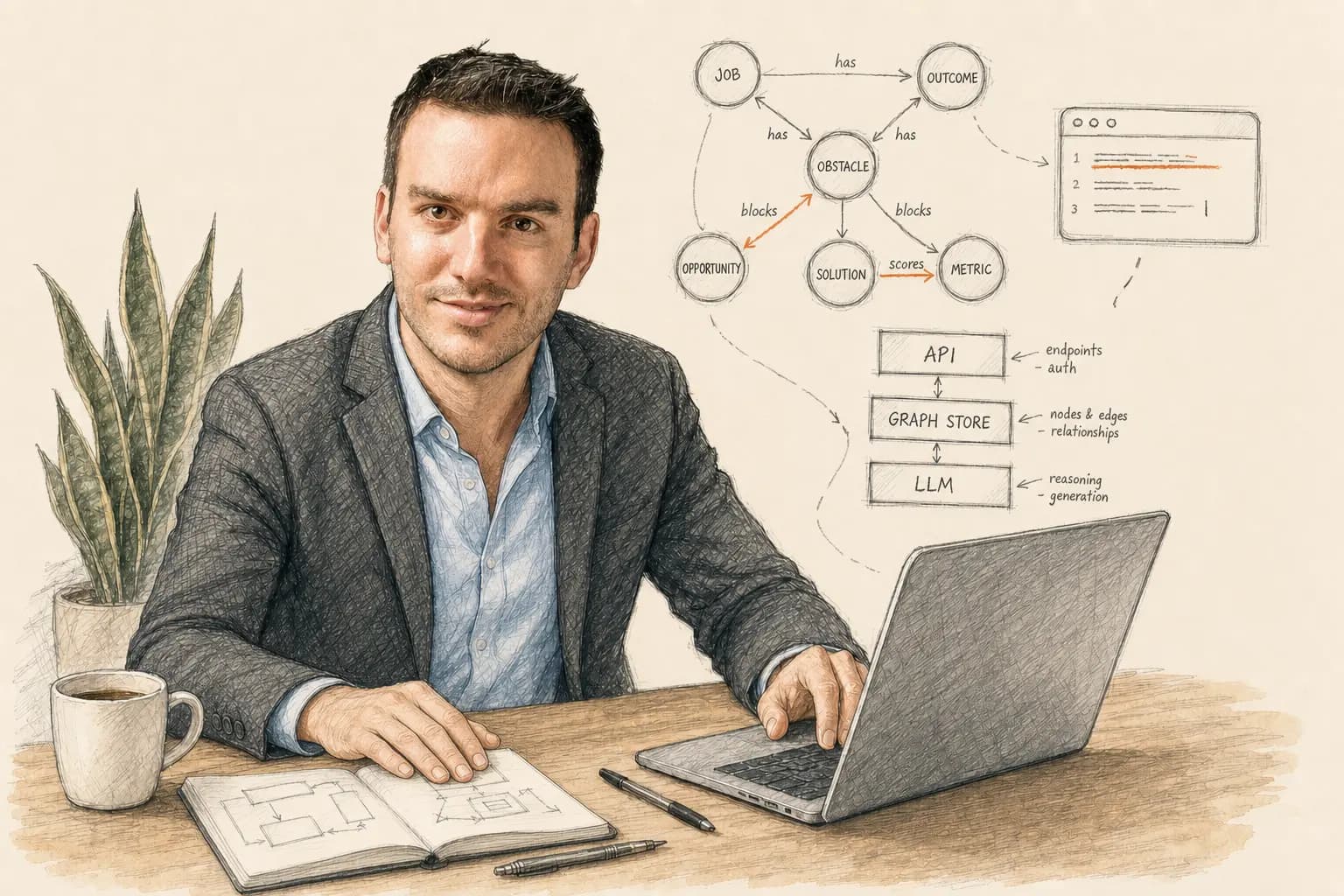 Illustrated portrait of Sébastien Berthier